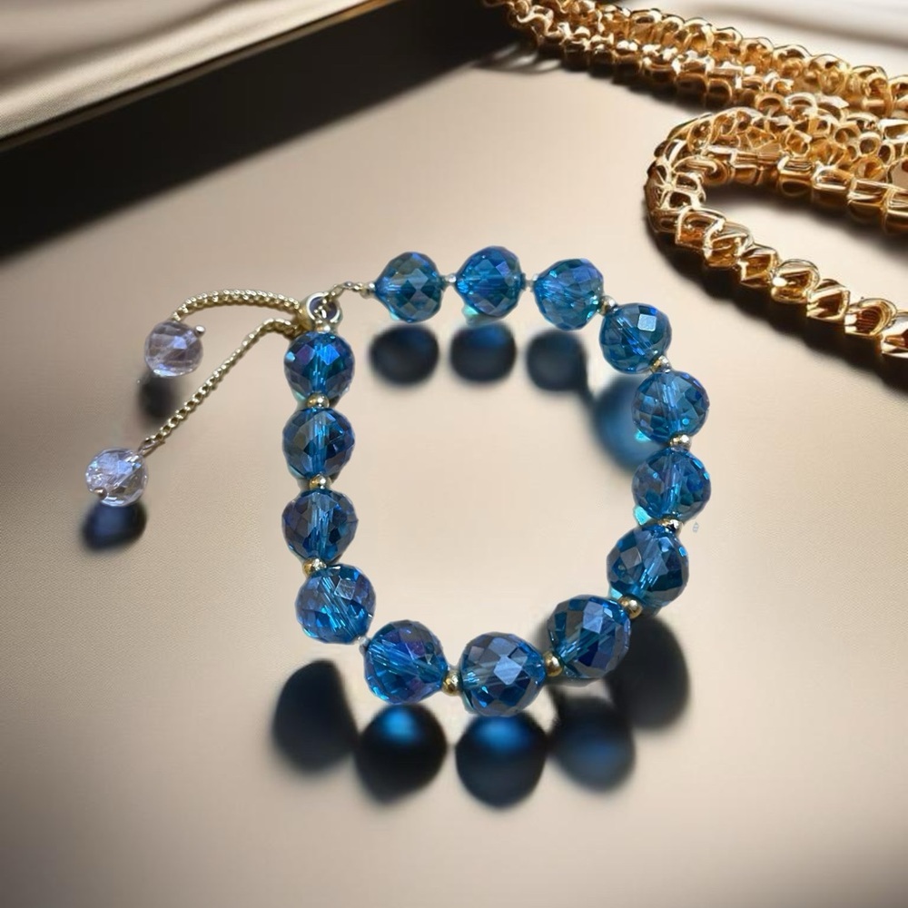 Fashion Colorful Artificial Austria Crystal Blue Beads Bracelet New